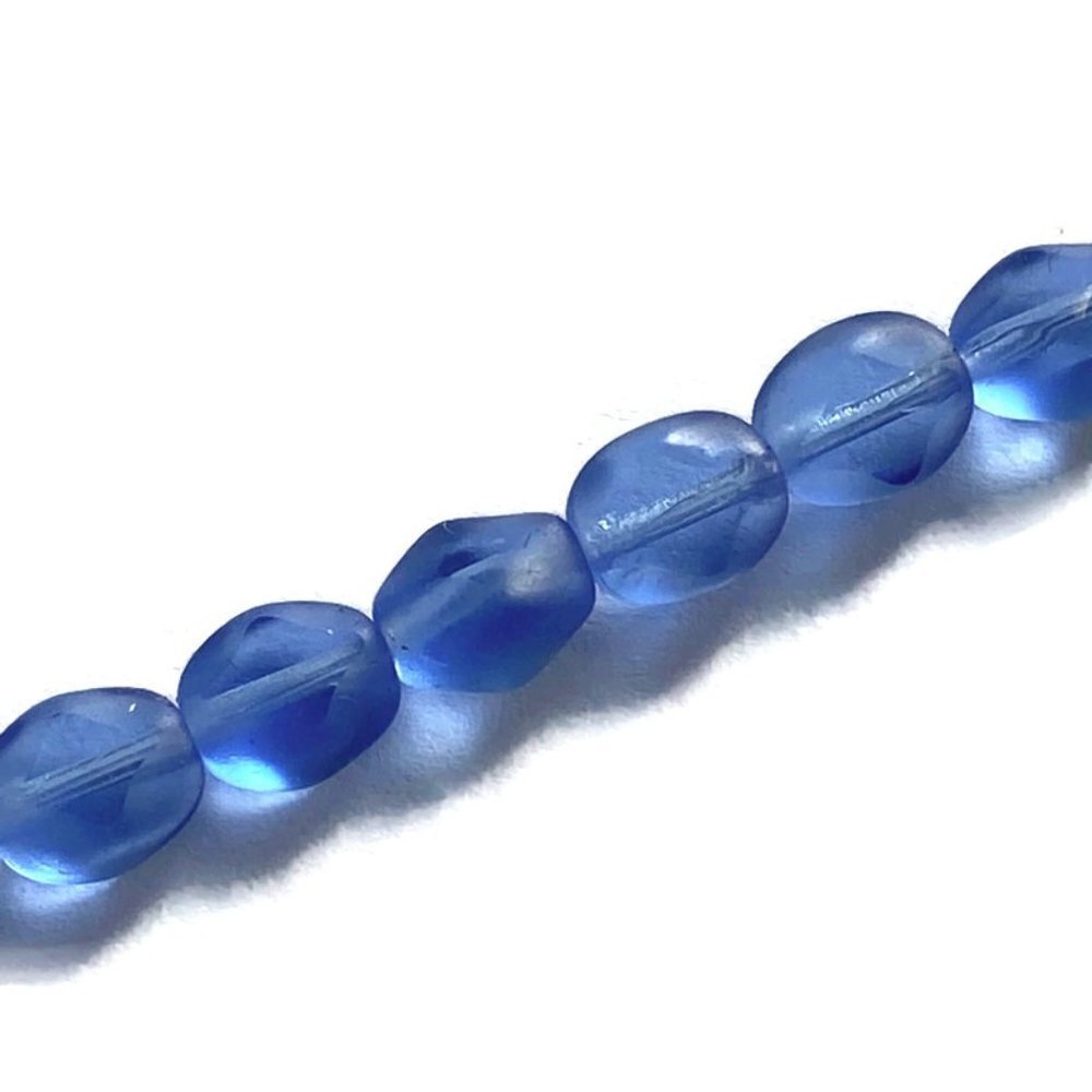 As Low As $2 Lake Blue Diamond Window Cut Czech Beads 7mm x 5.8mm (15)